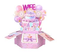 Happy Birthday Pop up Card, Funny Pop up 3D Birthday Greeting Card with Envelope & Message Paper Creative Gift Box for Women Anniversary Party Decor Keepsake (for Wife)