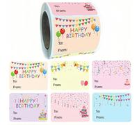 Happy Birthday Present Stickers 300pcs 1.97x1.49 inch Happy Birthday to from Gift Labels Adhesive Stickers Decorative Sealing Labels for Office and Birthday Party Supplies