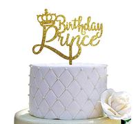 Happy Birthday Prince Cake Topper for Prince Birthday Cake Topper Party Decorations (Gold Glittery Acrylic)