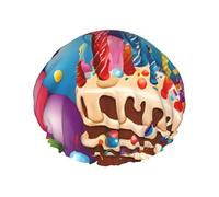 Happy Birthday Printed Double Layer Lined Shower Cap,Shower Caps For Women Reusable