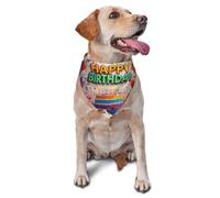 Happy Birthday Printed Graphic Pet Triangle Scarf For Dogs & Cats, Adjustable Cute Pet Bandana For & Photo Shoots