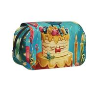 Happy Birthday Printed Print Flip Top Double Layer Pencil Case - Large Capacity School Supplies Organizer for Students, Kids, Teens, Artists, Travel & Office Use