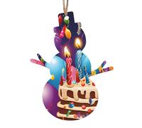 Happy Birthday Printed Snowman Shape Christmas Tree Pendants 2 Pcs, Lanyards Home Holiday Xmas New Year Party Decorations