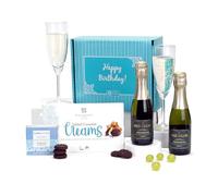 Happy Birthday Prosecco Gift Box - 2x20cl Prosecco Mini Bottles with Chocolates - Birthday Hamper for Her or Him