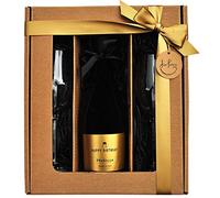 Happy Birthday Prosecco Gift Set with 2 Prosecco Glasses in a gift box with gold ribbon