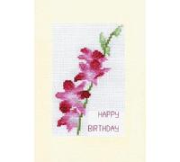 Happy Birthday Purple Dendrobium Orchid Counted Cross Stitch A5 Card Kit