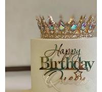 Happy Birthday Queen Cake Topper, Acrylic Mirror Gold Birthday Cake Topper with Star for Women Queen Happy Birthday Party Supplies