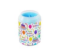 Happy Birthday Ribbon Colorful Portable Paw Cleaner Cup with Soft Silicone Brush Pets Grooming Supplies for Small Medium Dogs & Cat Breeds accessories para perros