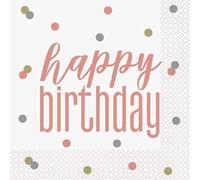 Happy Birthday Rose Gold Paper Disposable Napkins Napkin Party Tableware Eco Friendly UP