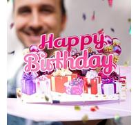 Happy Birthday Rose Pop Up Card - 3D Roses with Letters & Gifts