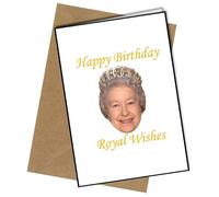 Happy Birthday Royal Wishes Queen Elizabeth A5 Birthday Card | Envelope Included | Blank Inside | Unique Design | Personalised Free of Charge