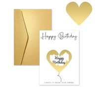 Happy Birthday Scratch Card Reveal Personalised Scratch Card with Stickers Gold Envelope Surprise Reveal Birthday Gift Tickets Greeting Cards for Women Men