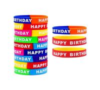 Happy Birthday Silicone Bracelets Wrist Accessories 12 Pcs Letter Printed Elastic Colored Lightweight Wristbands for Adults Random Color