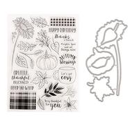 Happy Birthday Silicone Clear Stamp Die Combo Decorative Embossed Stencil Perfect Birthday for Kids Adults Teens Happy Birthday Card Making Stamp Die Cut Set Craft