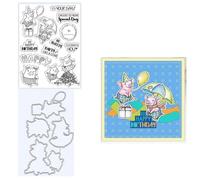 Happy Birthday Silicone Clear Stamp with Carbon Steel Die-Cut for Scrapbooking & Journal Decorations DIY Album Card Making Supplies