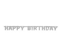 Happy Birthday Silver Deluxe Jointed Banner (1.2 meters) 1 Piece - Premium & Elegant Party Decoration