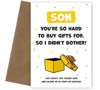 Happy Birthday Son Card for Men - You're Hard to Buy For! Cute, Humorous Keepsake that is Son Birthday Cards for Men