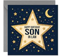 Happy Birthday Son in Law Card Masculine Navy Space Stars Greeting Card for Men Him Birthday Cards for Son in Law