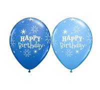 Happy Birthday Sparkle-A-Round Robin Egg Blue Pack of 6 balloons 11-Inch