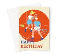 Happy Birthday Squash Greeting Card | Couple Playing Squash Happy Birthday Card for Squash Player, Hobby Birthday Card for Squash Fan