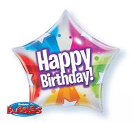 Happy Birthday Star 22"/56Cm Bubble Balloon