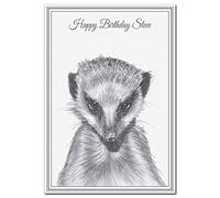 Happy Birthday Steve - Premium quality - Birthday card with name supplied pre-printed - Superior printing of a Meerkat - Unique design - Exclusive Elegant Special