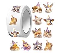 Happy Birthday Stickers | 500 Pieces Cute Animal Party Decorations - For Notebooks, Phone Cases, Tablets, Kindergarten, School