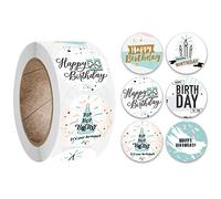 Happy Birthday Stickers 500PCS Birthday Gift Sealing Stickers Roll Self Adhesive Birthday Labels Round for Birthday Party Decors (Type 4)