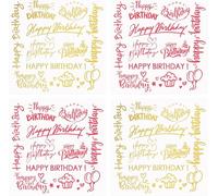Happy Birthday Stickers Word Pattern Rub On Stickers Gold Foil Script Happy Birthday Stickers Birthday Party Stickers DIY Party Supplies 5 Inch Per Sheet