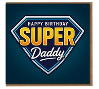 Happy Birthday Super Daddy Card - Superhero Emblem Design for Dad, Bold Typographic Father’s Birthday Card, Fun Hero Shield Theme