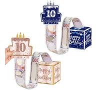 Happy Birthday Surprise Money Box, Cash Box with DIY Stickers for Birthday Money Pull Box, Funny Money Box Money Holders for Cash Gifts, DIY Money Gift Ideas, Cake Money Pulling Box