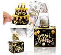 Happy Birthday Surprise Money Box with Pull Out Mechanism - Creative Cash Gift Box for Birthdays Parties & Special Occasions - Includes Money Wallets & Cake Card