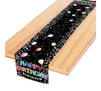 Happy Birthday Table Runners, Colorful Confetti Dot Birthday Table Runner Black Birthday Table Runner Birthday Table Decorations for Children Girls Boys Birthday Party Decoration