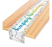 Happy Birthday Table Runners, Colorful Confetti Dot Birthday Table Runner White Birthday Table Runner Birthday Table Decorations for Children Girls Boys Birthday Party Decoration