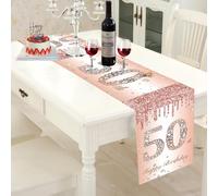 Happy Birthday Table Runners Rose Gold Happy 50th Birthday Table Runner For Women 50 Years Old Birthday Table Runner Birthday Table Linens For Birthday Celebration Party Table Decorations 180x35cm
