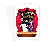 Happy Birthday Theatre Greeting Card | Shakespeare On Stage Happy Birthday Card for Theatre Goer, Hobby Birthday Card for Theatre Lover, Theatre Birthday Card