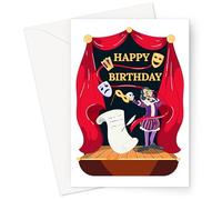 Happy Birthday Theatre Greeting Card | Shakespeare On Stage Happy Birthday Card For Theatre Goer, Hobby Birthday Card For Theatre Lover, Theatre Birthday Card