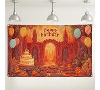 Happy Birthday Theme Backdrop, Halloween Inspired Party Decorations, Colorful Balloons and Cake Background for Kids Birthday Celebration 71x43 Inch