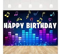 Happy Birthday Theme Musical Party Photography Backdrop Poster Banner Fashion Music Bright Stars Photo Booth Background Decor 440x300CM