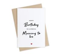 Happy Birthday To A Special Mummy To Be Card For New Expectant Pregnant Mum Mother Her From Bump Daughter Son Baby Newborn Typography Love Heart Simple Blank Greetings Cards A6