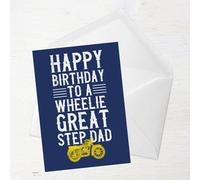 Happy Birthday To A Wheelie Great Step Dad Greetings Card - Standard Card