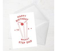 Happy Birthday To A Wicket Step Dad Greetings Card - Large Card