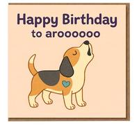 Happy Birthday to aroooooo Dog Card - Cute Howling Beagle Birthday Card for Dog Lovers, Funny Animal Pun