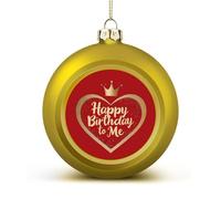 Happy Birthday to Me Christmas Ball Ornaments 1.6 Inch Shatterproof Red Xmas Tree Decorations for Holiday Wedding Party Decor
