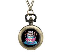 Happy Birthday to Me Pocket Watch Vintage Quartz Pocket Watches with Chain for Men Women Coppery-Style