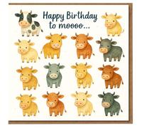 Happy Birthday to moooo... Funny Cow Herd Birthday Card - Cute Farm Animal Pun Design for Kids, Teens or Adults