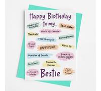 Happy Birthday to my Bestie - Cute Birthday Greetings Card for Best Friend - Includes Teal Coloured Envelope