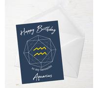 Happy Birthday To My Favourite Aquarius Greetings Card - Large Card