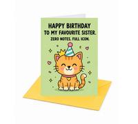 Happy Birthday To My Favourite Sister Zero Notes Full Icon Birthday Card