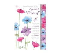 Happy Birthday to My Special Friend Card - Flowers - 8.5 x 6 Inches - Words and Wishes